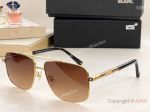 Clone Mont Blanc Tan Squared Sunglasses MB872 with Gold Coloured Metal Frame